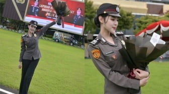 Viral! Polwan Eby Veronica Disebut Mirip Artis Korea, Ini Potretnya