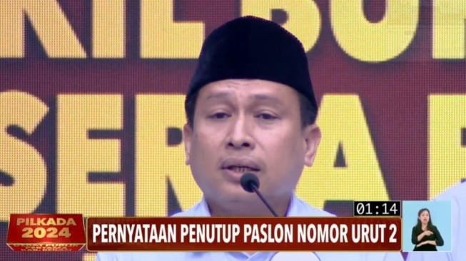 Paslon nomor urut 02 Calon Bupati dan Wakil Bupati Bekasi BN Holik-Faizal Hafan pada debat Pilkada Kabupaten 2024 [Ist]